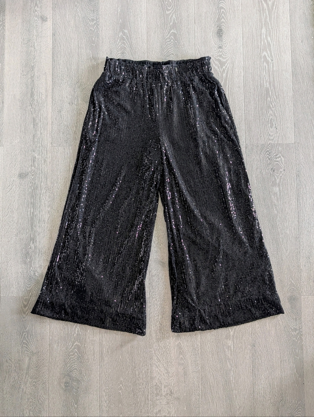 Lulus Flawless Sparkle Black Sequin Wide-Leg Pants - XL